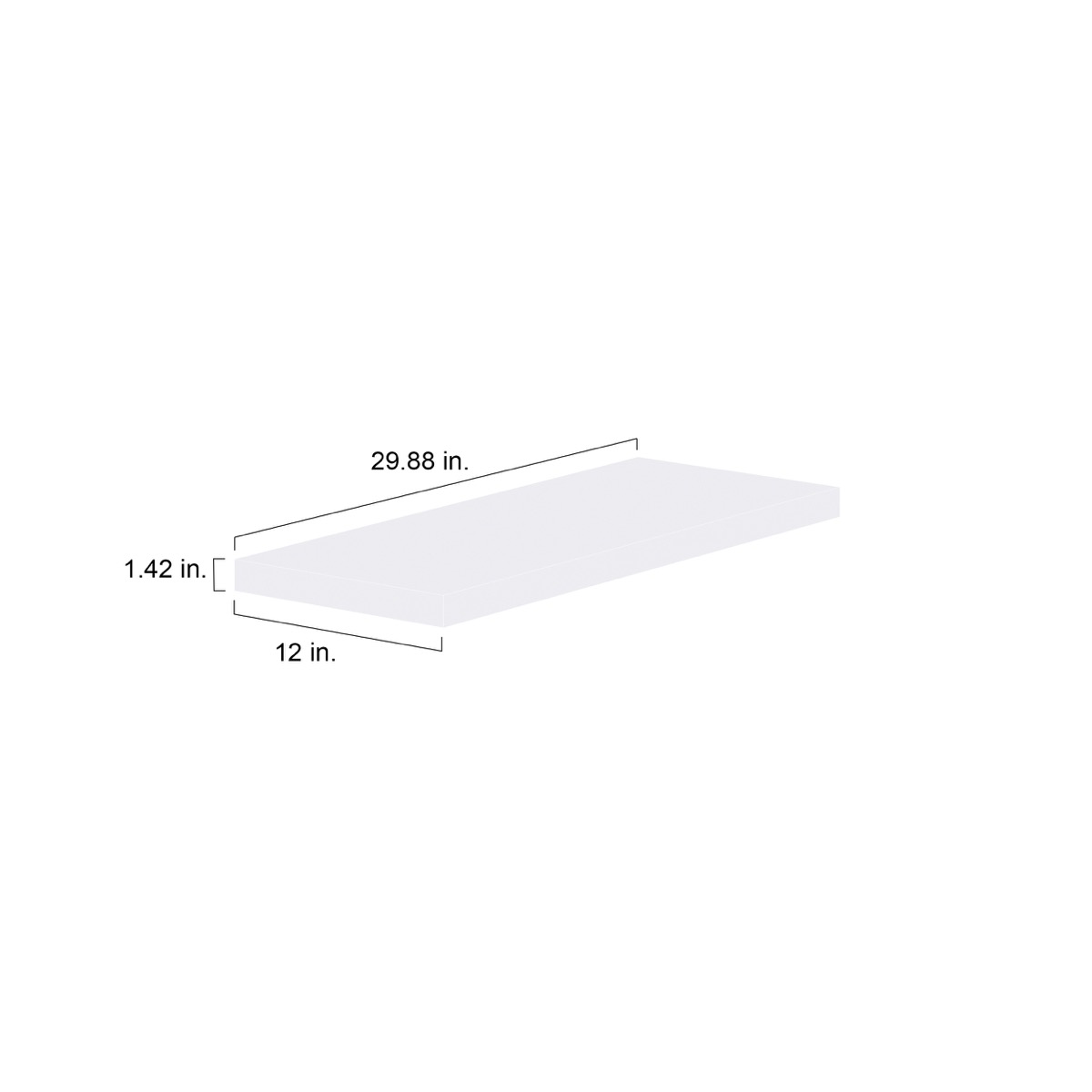 30 in. W X 1.5 in. H X 12 in. D Glacier White Floating Shelf with ...